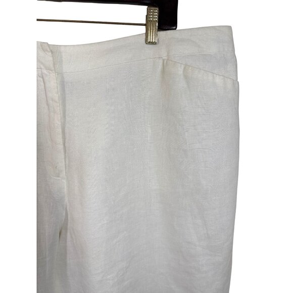 Jones New York Pants Size 20W 100% Linen White Cropped Pockets Lined Tapered Leg - Picture 6 of 8
